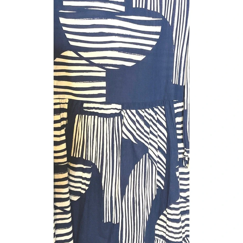 Zara Women's cotton Shirt Dress abstract geo print resort vacation lightweight L